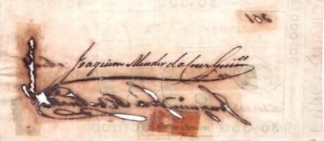 Реверс банкноты 50 мильрейс Thesouro Nacional 