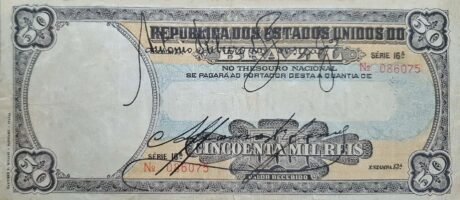 Аверс банкноты 50 мильрейс Thesouro Nacional (Бразилия) 1915 года