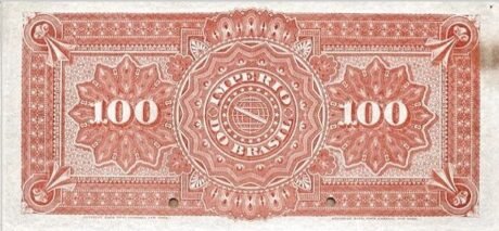 Реверс банкноты 100 milreis Thesouro Nacional (Brazylia) 1877
