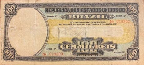 Аверс банкноты 100 мильрейс Thesouro Nacional (Бразилия) 1915 года