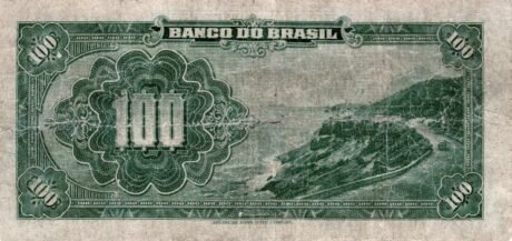 Реверс банкноты 100 мильрейс Banco do Brasil (Бразилия) 1923 года