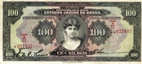 Аверс банкноты 100 milreis Caixa de Estabilação (Brazylia) 1927
