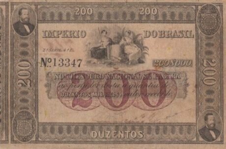 Аверс банкноты 200 мильрейс Thesouro Nacional (Бразилия) 1867 года