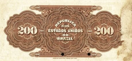 Реверс банкноты 200 мильрейс Thesouro Nacional (Бразилия) 1911 года
