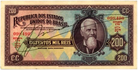 Аверс банкноты 200 мильрейс Thesouro Nacional (Бразилия) 1936 года