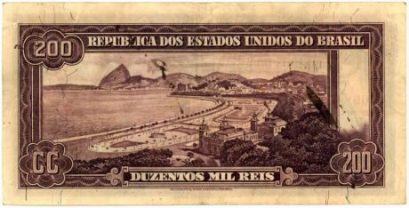 Реверс банкноты 200 мильрейс Thesouro Nacional (Бразилия) 1936 года