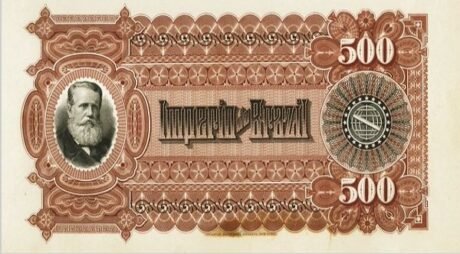 Реверс банкноты 500 мильрейс Thesouro Nacional (Бразилия) 1885 года