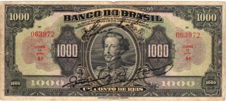 Аверс банкноты 1 миллион рейс Banco do Brasil (Бразилия) 1923 года