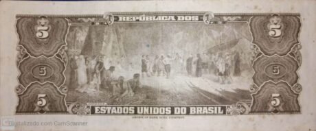 Реверс банкноты 5 крузейро с автографом (Бразилия) 1943 года