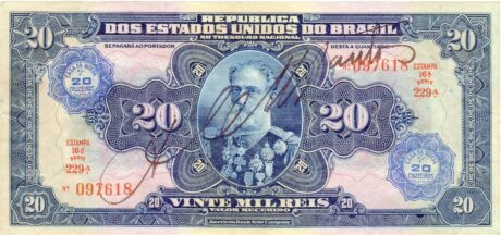 Аверс банкноты 20 крузейро (Бразилия) 1942 года
