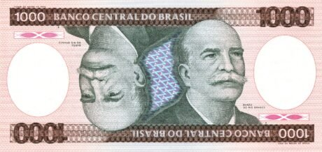 Аверс банкноты 1000 крузейроs 2-е издание; 2-я семья (Бразилия) 1981 года
