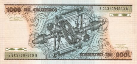 Реверс банкноты 1000 крузейроs 2-е издание; 2-я семья (Бразилия) 1981 года