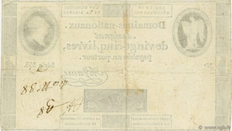 Реверс банкноты 25 liwrów (Francja) 1791