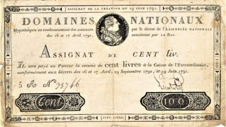 Аверс банкноты 100 liwrów (Francja) 1791