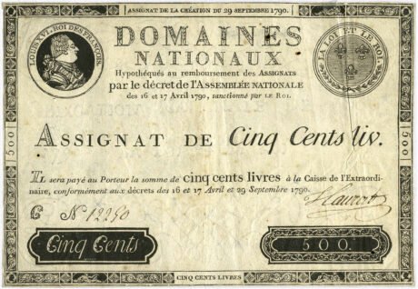 Аверс банкноты 500 liwrów (Francja) 1790