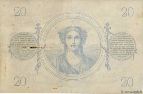 Реверс банкноты 20 franków (Francja) 1873