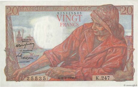 Аверс банкноты 20 franków (Francja) 1942