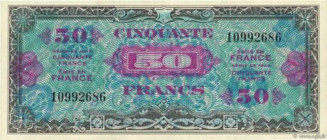 Аверс банкноты 50 франков - Военная валюта союзников (Франция) 1944 года