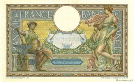 Реверс банкноты 100 франков (Франция) 1908 года