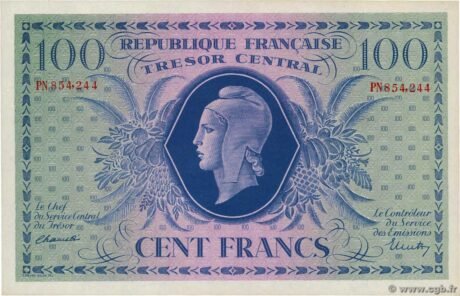 Аверс банкноты 100 франков - Марианна (Франция) 1943 года
