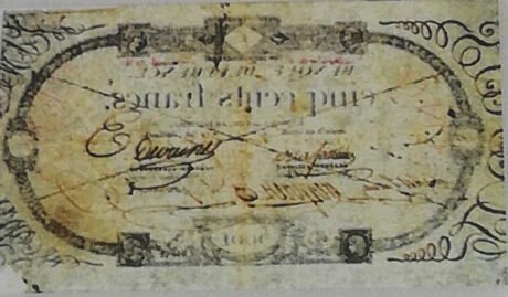 Реверс банкноты 500 франков - старый шрифт (Франция) 1802 года