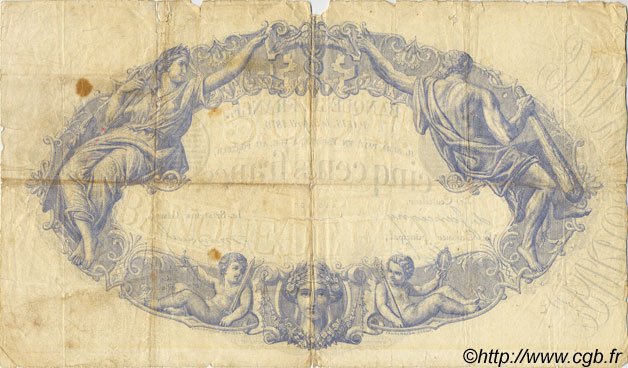 Реверс банкноты 500 франков (Франция) 1868 года