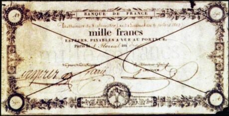 Аверс банкноты 1000 франков - старый шрифт (Франция) 1802 года
