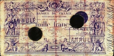 Аверс банкноты 1000 франков (Франция) 1848 года