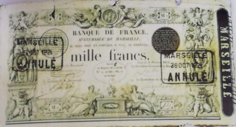 Аверс банкноты 1000 франков (Франция) 1850 года