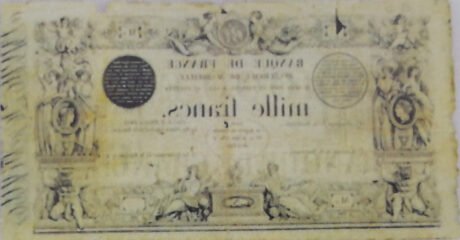 Реверс банкноты 1000 франков (Франция) 1850 года