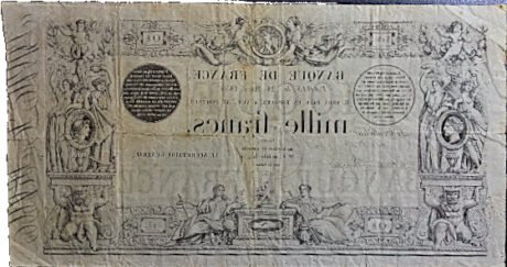 Реверс банкноты 1000 франков (Франция) 1858 года