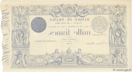 Реверс банкноты 1000 франков (Франция) 1862 года