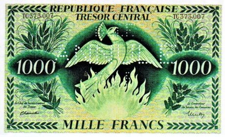 Аверс банкноты 1000 франков - Феникс (Франция) 1943 года