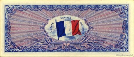 Реверс банкноты 1000 франков - Военная валюта союзников (Франция) 1944 года