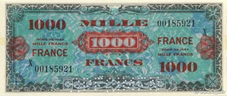 Аверс банкноты 1000 franków (Francja) 1945