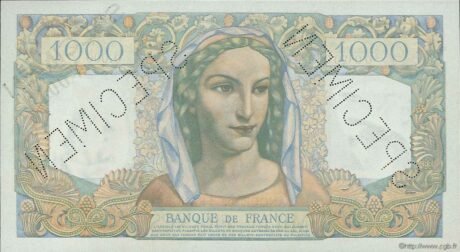 Реверс банкноты 1000 franków (Francja) 1945