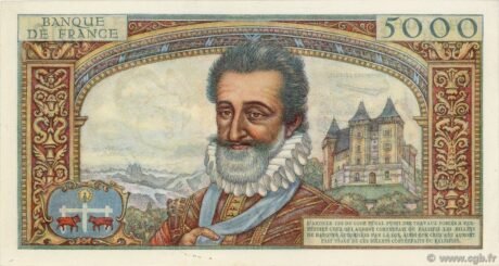 Реверс банкноты 5000 франков (Франция) 1957 года