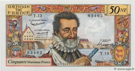 Аверс банкноты 50 franków - Henryk IV (Francja) 1959