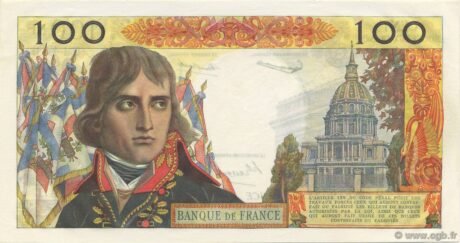 Реверс банкноты 100 franków - Bonaparte (Francja) 1959