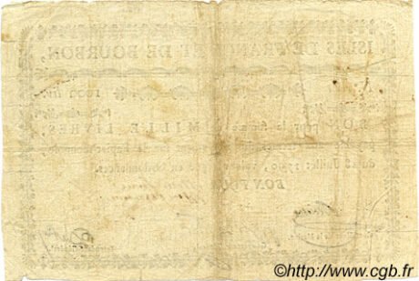 Реверс банкноты 1000 liwrów (Francja) 1790