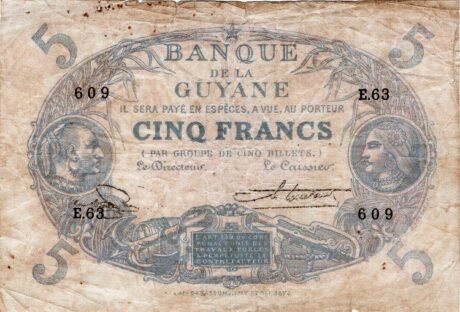 Аверс банкноты 5 франков (Франция)