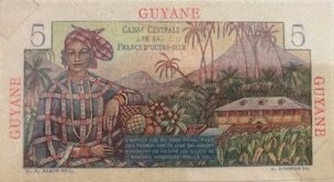 Реверс банкноты 5 франков Бугенвиля (Франция) 1946 года