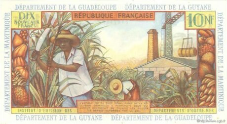 Реверс банкноты 10 нуво франков (Франция) 1963 года