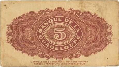 Реверс банкноты 5 франков (Франция) 1944 года