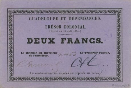 Аверс банкноты 2 франка (Франция) 1884 года