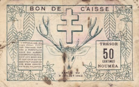 Реверс банкноты 50 сантимов (Франция) 1942 года