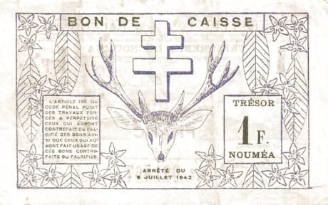 Реверс банкноты 1 frank (Francja) 1942