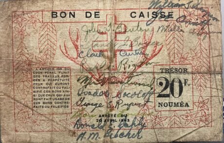 Реверс банкноты 20 франков (Франция) 1943 года