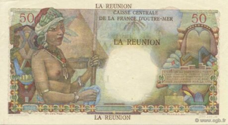 Реверс банкноты 50 франков - Реюньон (Франция) 1947 года