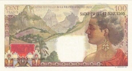 Реверс банкноты 100 франков (Франция) 1950 года